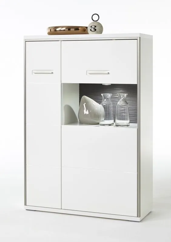 Highboard Trento 2 | weiß Hochglanz | mit 1er Set LED Unterbauspot weiß