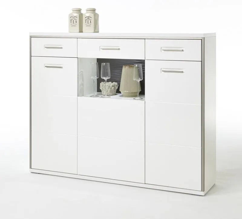 Highboard Trento | weiß Hochglanz | ohne Beleuchtung