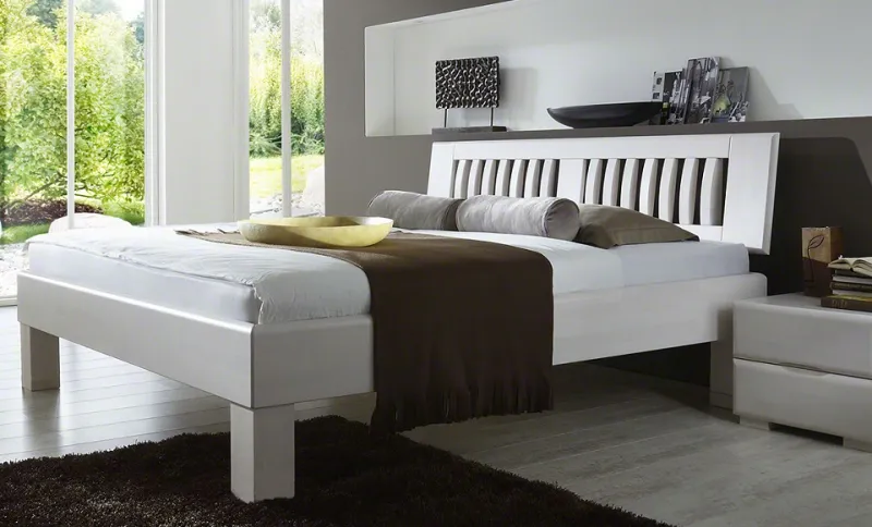 Holzbett massiv Dahlia | Buche weiß lackiert | 160x190 | Kopfteil 3