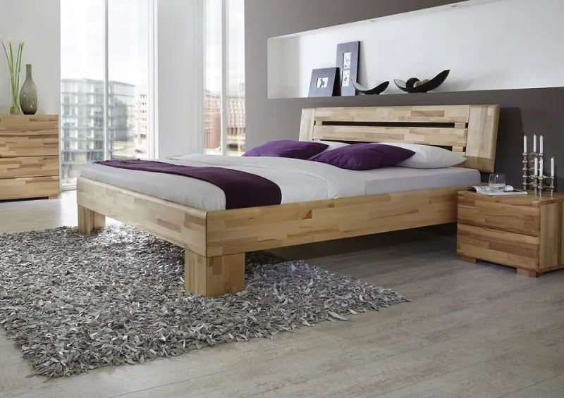 Holzbett massiv Dahlia | Kernbuche geölt | 90x200 | Kopfteil 4