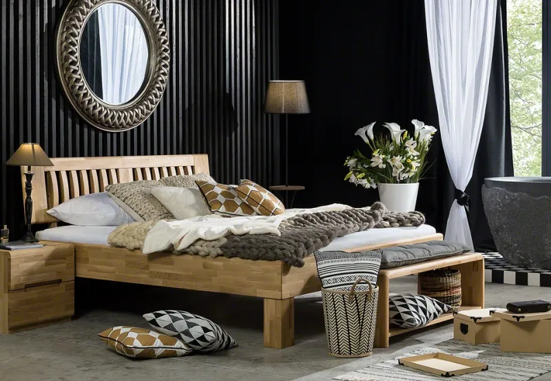 Holzbett massiv Dahlia | Wildeiche Honig geölt | 200x190 | Kopfteil 4