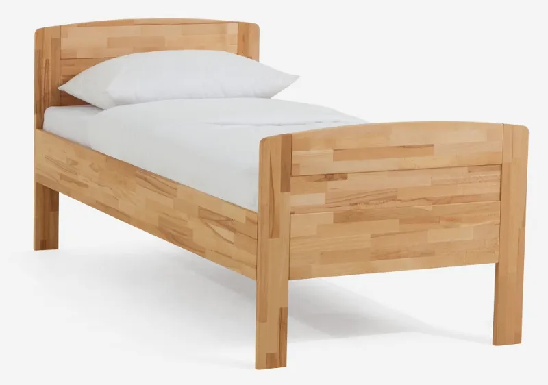 Holzbett massiv Jasmine | Kernbuche geölt | 120x210 | Kopfteil 2 mit Fußteil