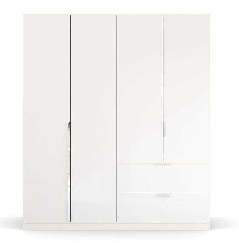 Kleiderschrank Drehtürenschrank Glamour | mit Schubkästen | weiß Hochglanz / alpinweiß | verschiedene Größen