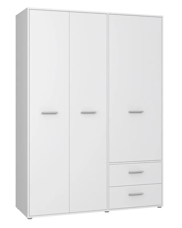 Kleiderschrank Drehtürenschrank Mokko | 3-türig | mit Schubkästen | weiß