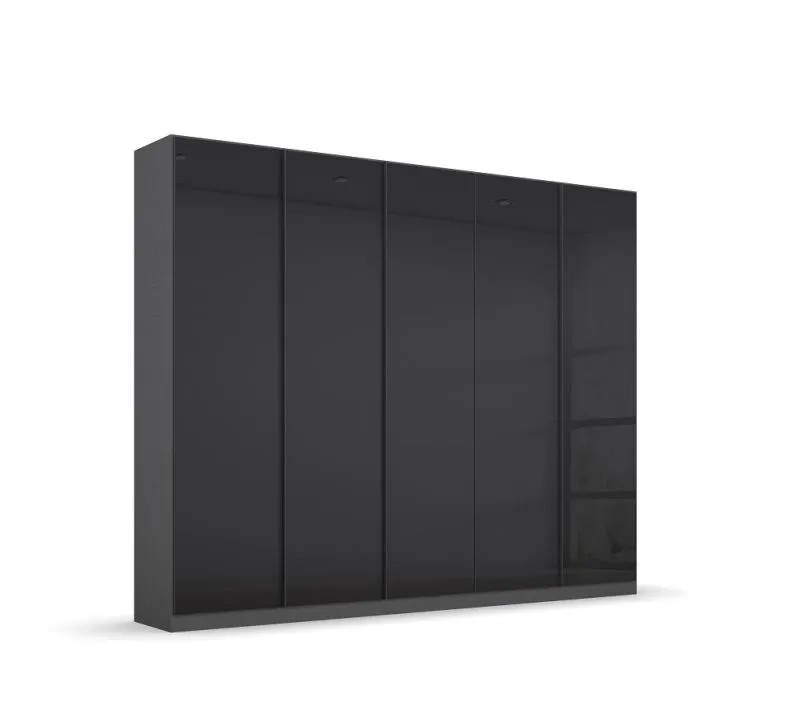Kleiderschrank Drehtürenschrank Monostar | 5-türig | mit Glastüren | Glas basalt / grau metallic | 226x210 | mit Schubkasteneinsatz