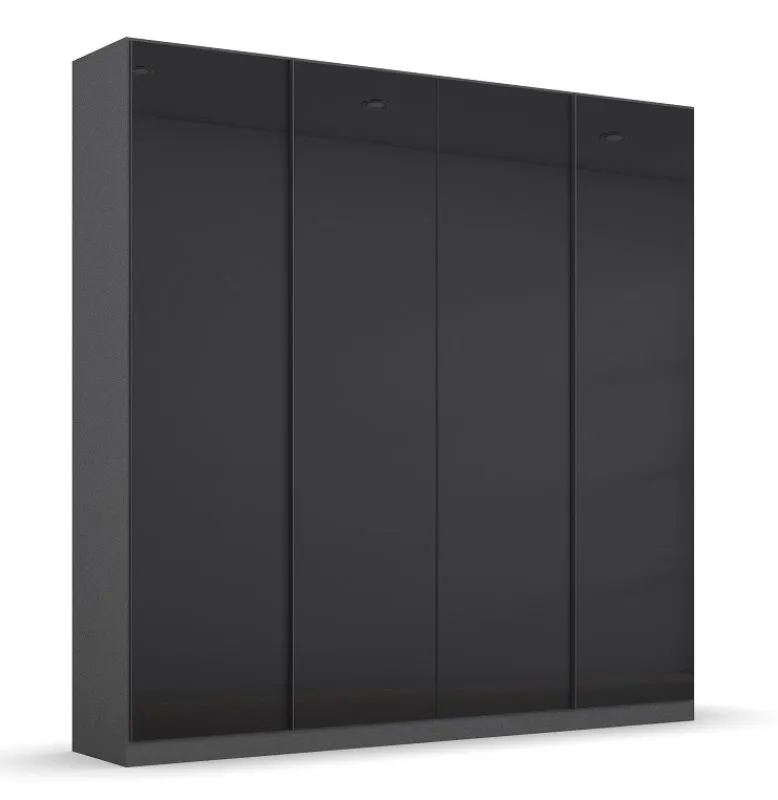 Kleiderschrank Drehtürenschrank Monostar | mit Glastüren | opt. Zubehör | Glas basalt / grau metallic | verschiedene Größen