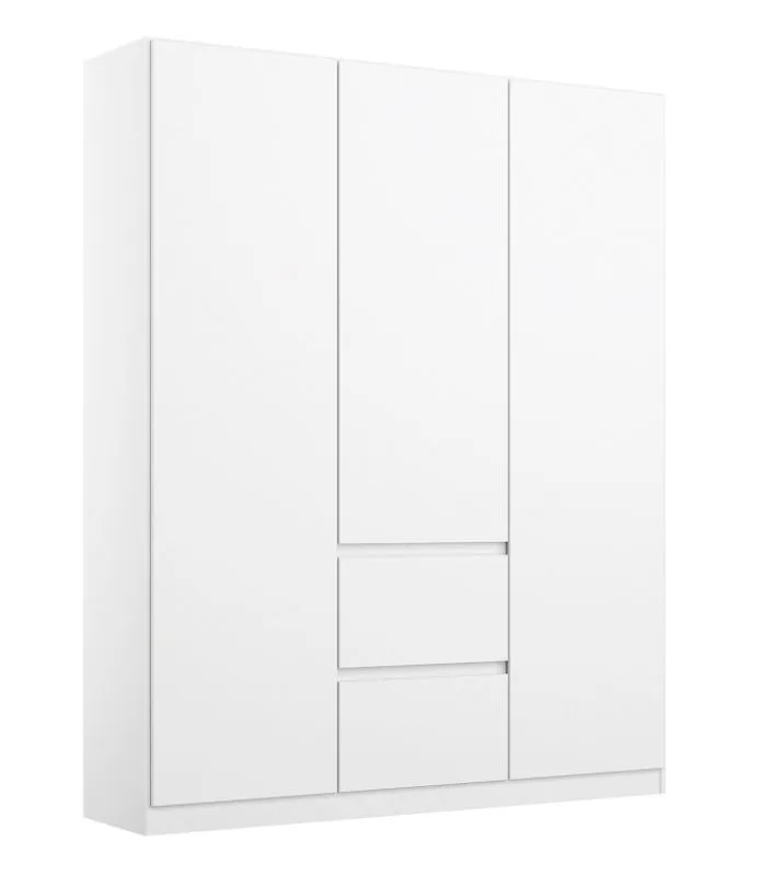 Kleiderschrank Drehtürenschrank Nidda | 3-türig | mit Schubkästen | Alpinweiß
