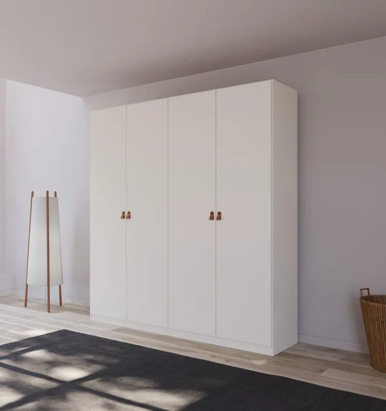 Kleiderschrank Drehtürenschrank Quadra-Spin | 4-türig | alpinweiß | 181x210 | Griff Homey