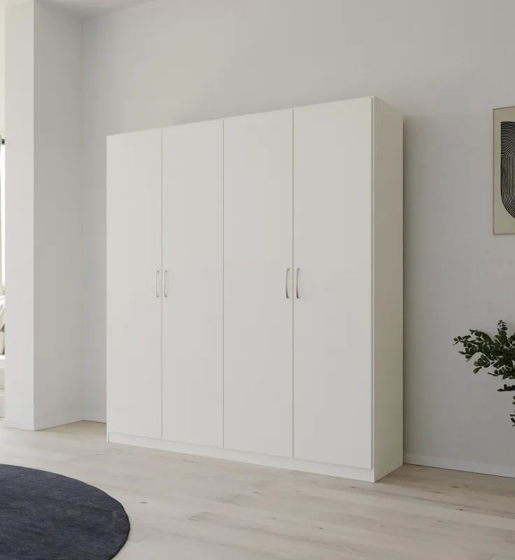 Kleiderschrank Drehtürenschrank Quadra-Spin | 4-türig | alpinweiß | 181x210 | Griff Pure