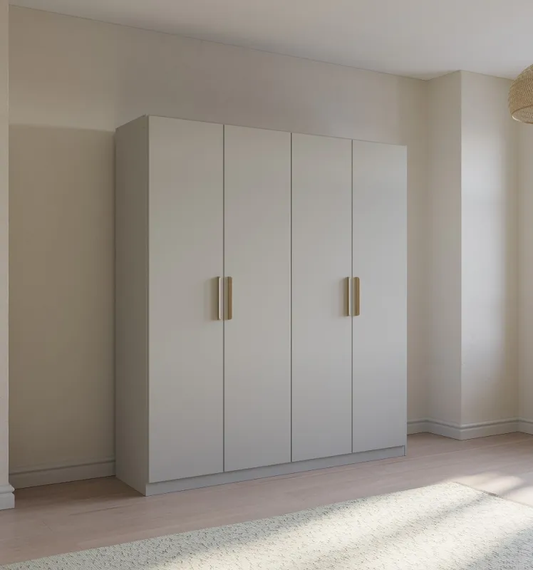 Kleiderschrank Drehtürenschrank Quadra-Spin | 4-türig | seidengrau | 181x210 | Griff Skandi