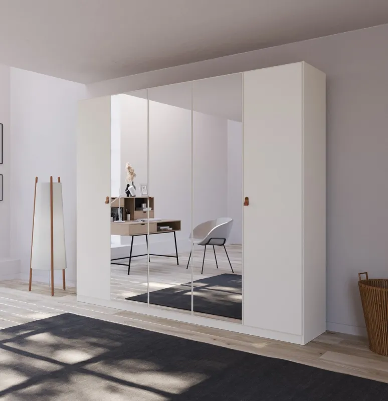 Kleiderschrank Drehtürenschrank Quadra-Spin | 5-türig | mit Spiegeltüren | alpinweiß | 226x210 Homey