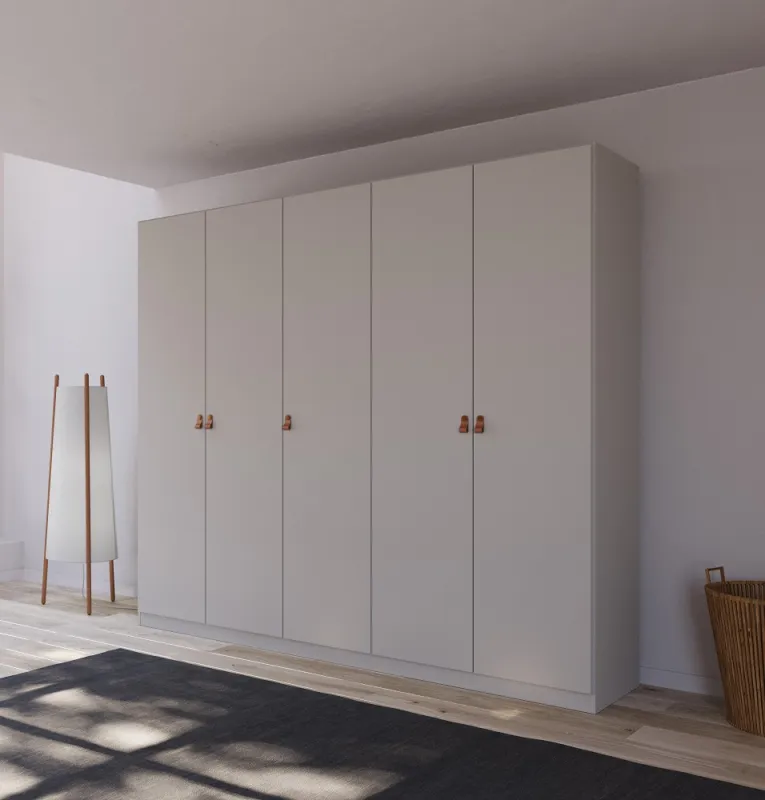 Kleiderschrank Drehtürenschrank Quadra-Spin | 5-türig | seidengrau | 226x210 | Griff Homey