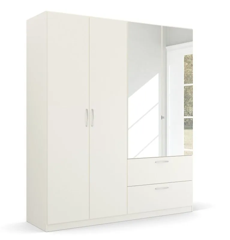 Kleiderschrank Drehtürenschrank Quadra-Spin | mit Spiegeltüren & Schubkästen | alpinweiß | Griff