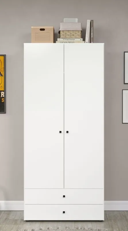 Kleiderschrank Garderobenschrank Basics mit Schubkästen | weiß