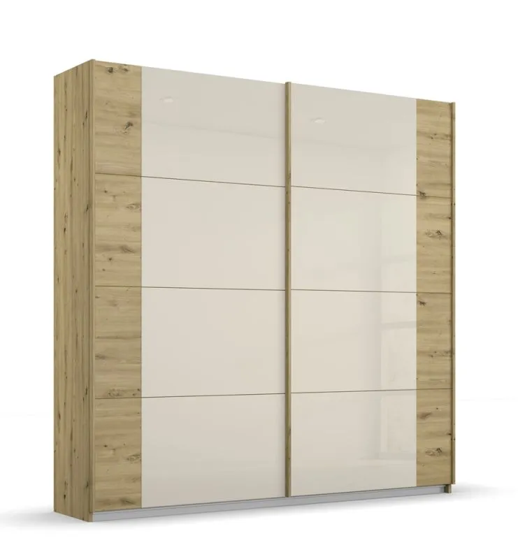 Kleiderschrank Schwebetürenschrank Artemis | mit Glastüren | Eiche Artisan / champagner | verschiedene Größen