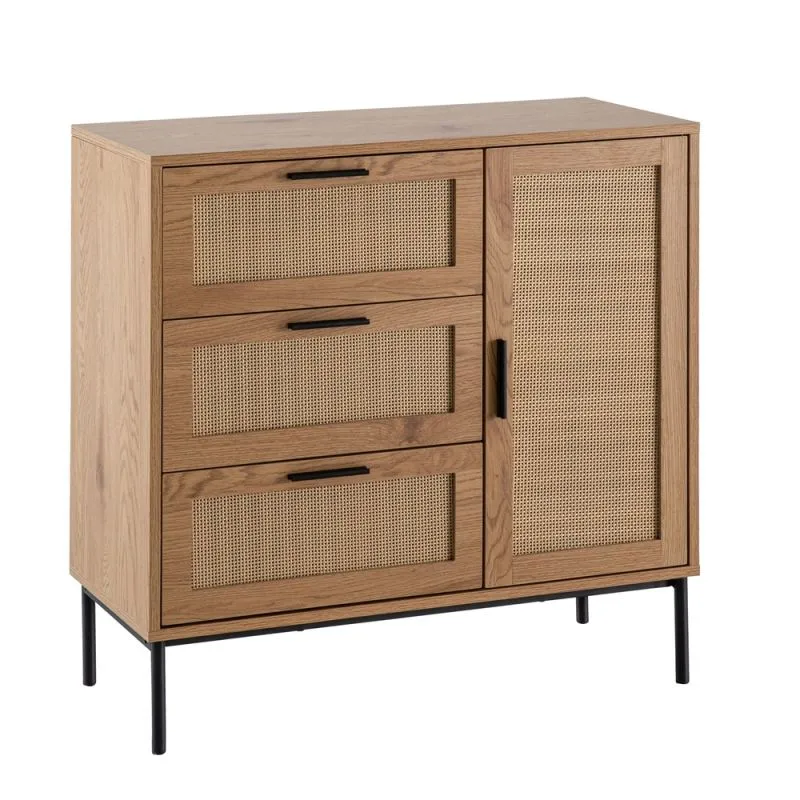 Kommode French 2 | Geflecht | braun / schwarz