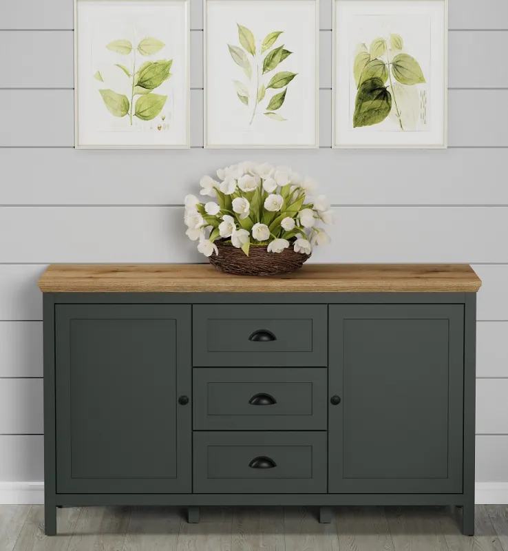 Kommode Sideboard Stanton | Tannengrün / Eiche