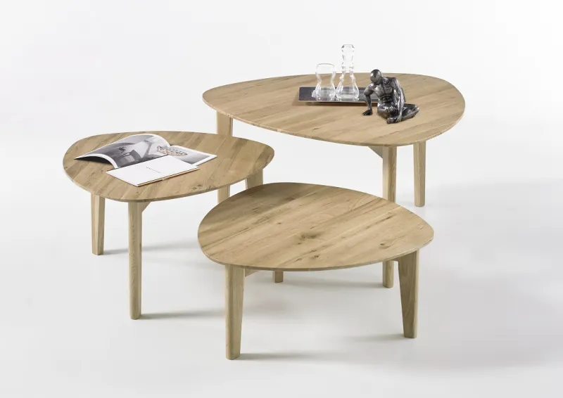 Couchtisch Set Camilla | 3-teilig | 60/60/80 | Asteiche massiv