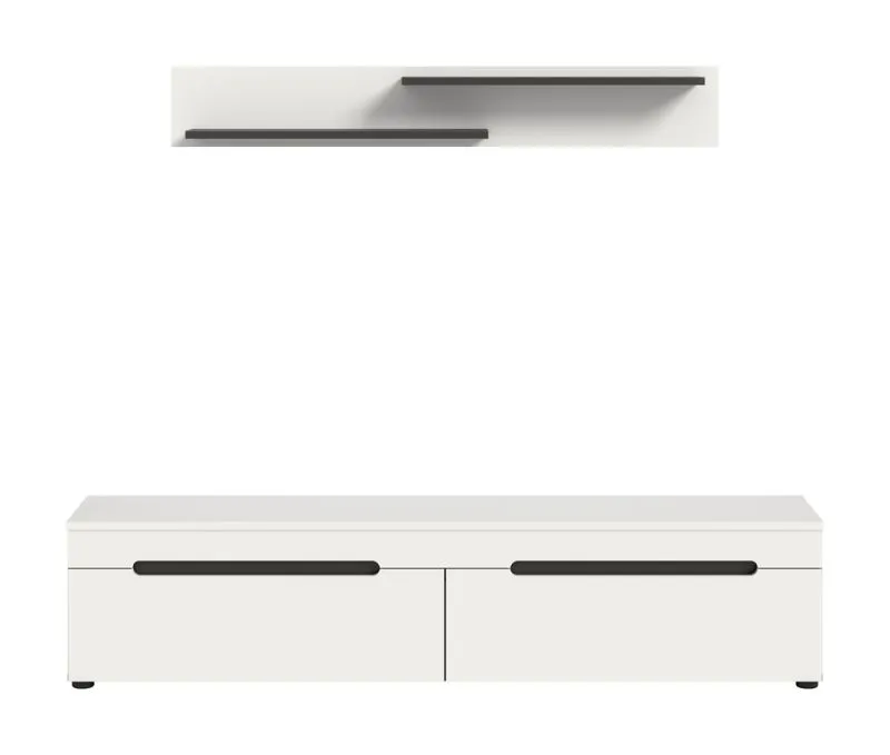 Lowboard inkl. Wandboard Canu | weiß / Basalt grau