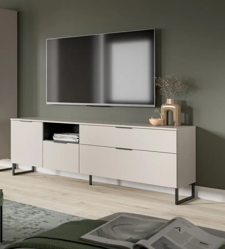 Lowboard TV-Board Noida | Kaschmir / schwarz mit 2er Set Beleuchtung