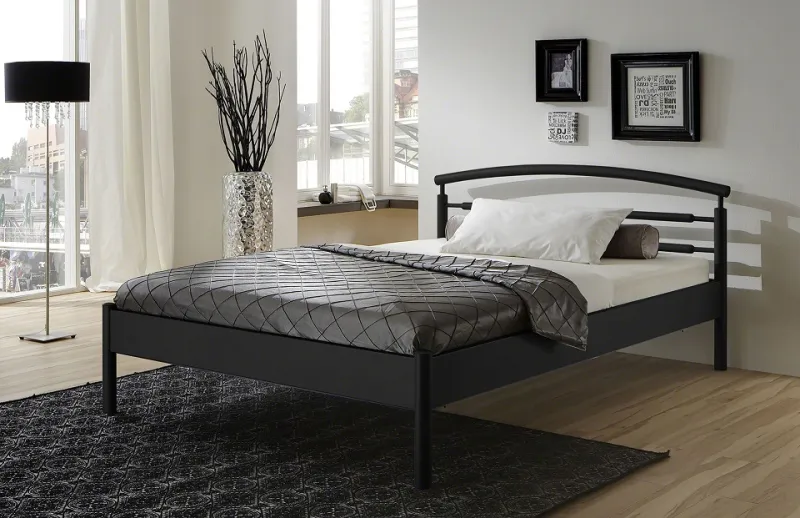 Metallbett Iris | mit Kopfteil | schwarz | 090x190