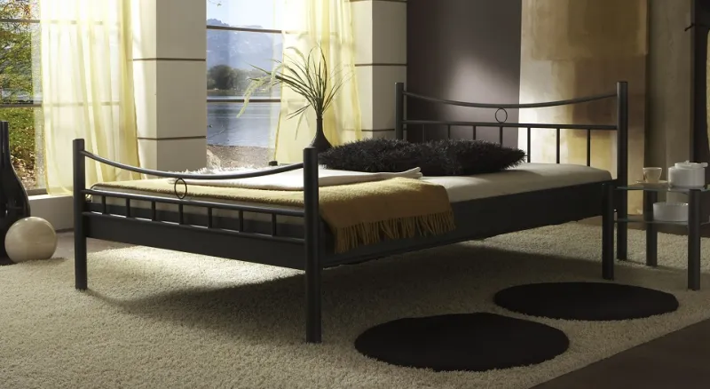 Metallbett Iris | schwarz | mit Fußteil | 200x220