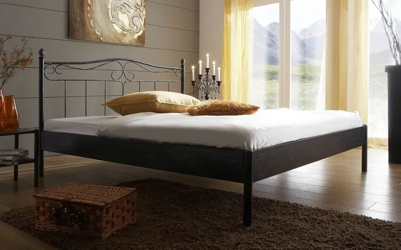 Metallbett Iris | schwarz / silber gewischt | 180x200 | ohne Fußteil