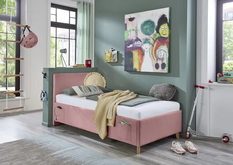 Polsterbett Cool | rose | 90 x 200 cm | ohne Rückenteil | mit Matratze