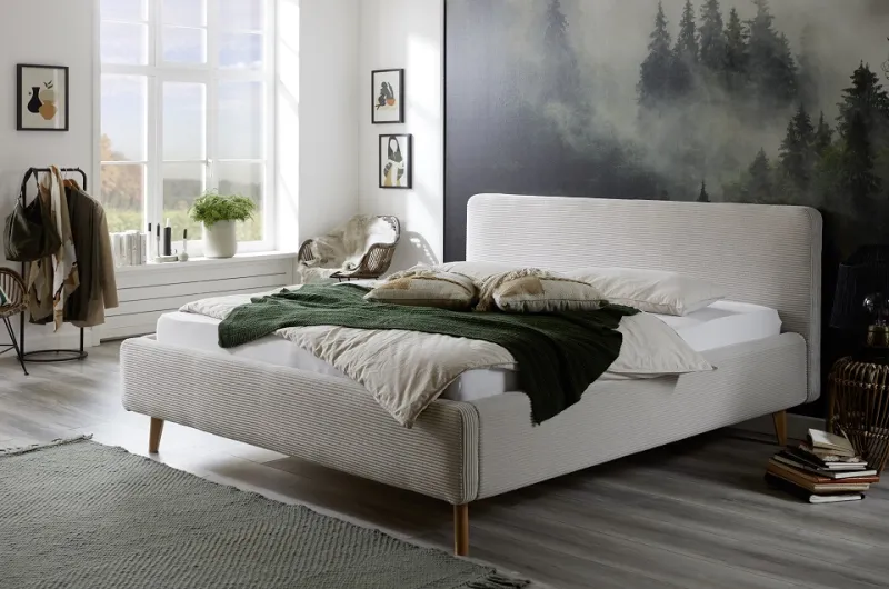 Polsterbett Mattis Cord | beige | 160 x 200 cm | ohne Lattenrost & Bettkasten