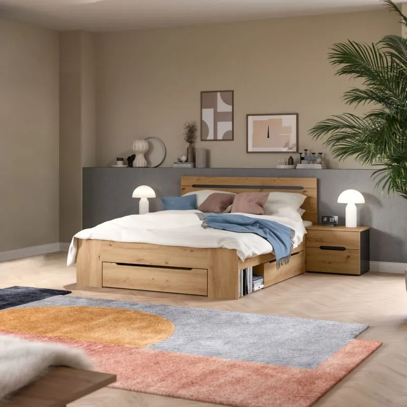 Schlafzimmer-Set Canu | Artisan / Basalt grau | 3-teilig