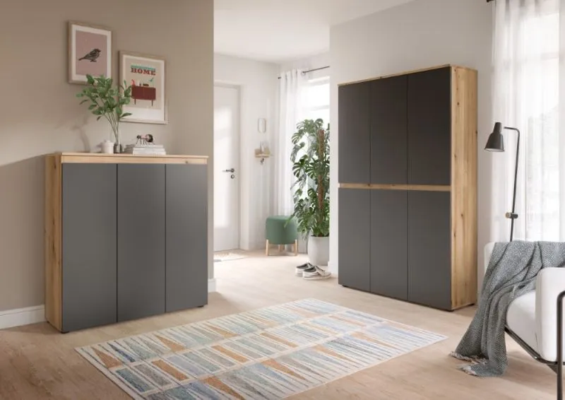 Schrankkombination Scarpa 2 | 2-teilig | anthrazit / Evoke Eiche
