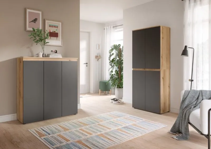 Schrankkombination Scarpa | 2-teilig | anthrazit / Evoke Eiche