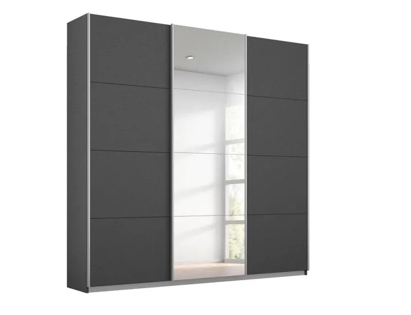 Schwebetürenschrank Kulmbach | 3-türig | mit Spiegel & Zubehör | grau metallic | verschiedene Größen