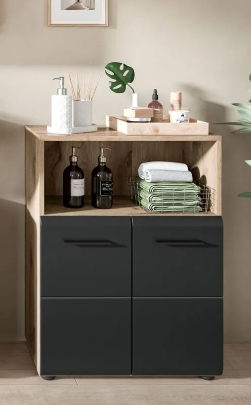 Standschrank breit Ice | Nox Oak / schwarz matt
