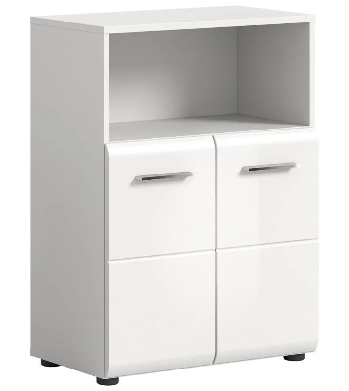 Standschrank breit Ice | weiß / weiß Hochglanz