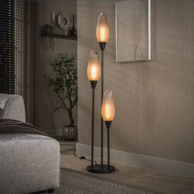 Stehlampe Ambera | 3 Leuchten | Sienna braun-frosted