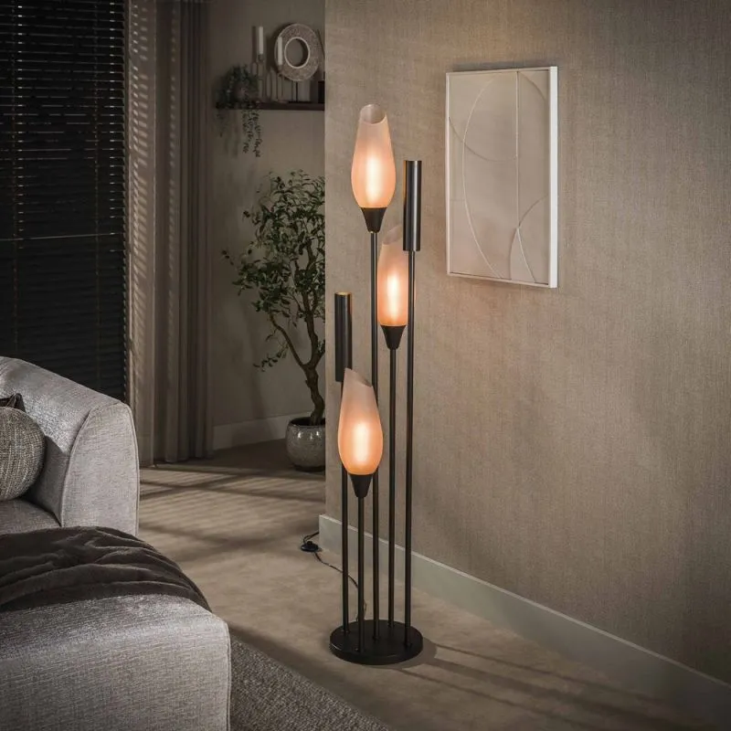 Stehlampe Ambera | 5 Leuchten | Sienna braun-frosted