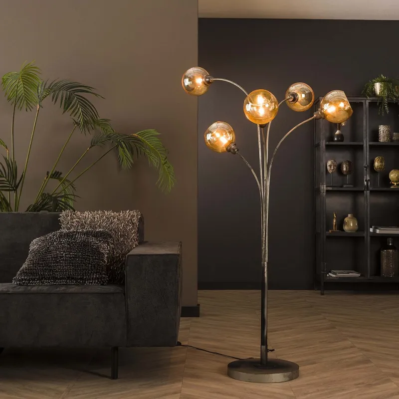 Stehlampe Anano | 5 Leuchten | Braunglas