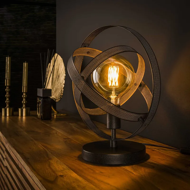 Tischleuchte Yubiwa 1-flammig | Metallschirm | schwarz