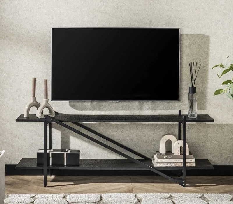 TV-Board Kosta | Metallbeschichtung | dunkelgrau | Metallrahmen
