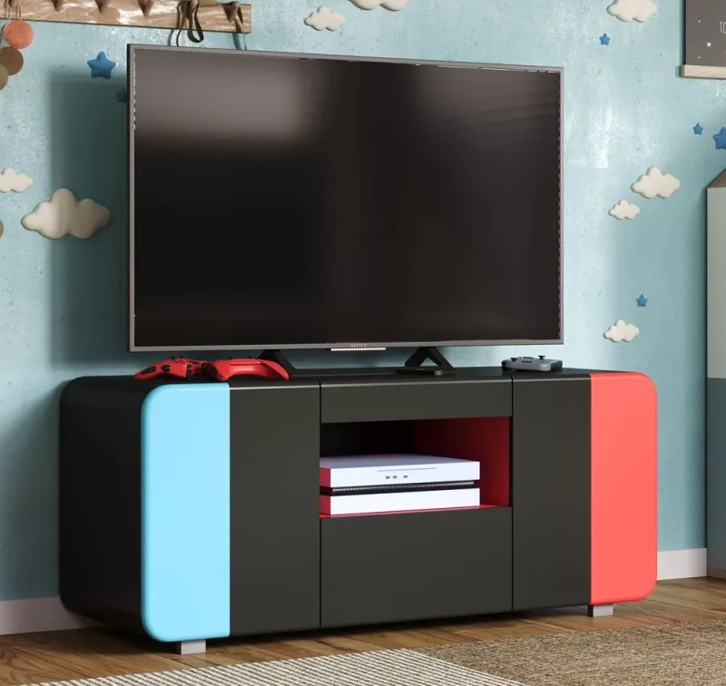 TV-Board Level Up, schwarz, rot, blau