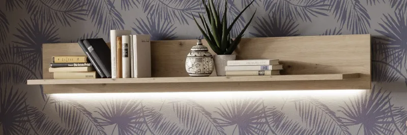 Wandboard Buenos Aires | Balkeneiche | LED Beleuchtung mit 1-er Set LED Bandbeleuchung