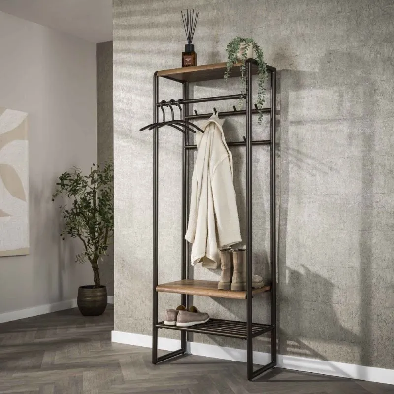Wandgarderobe Shio | 7 Haken | Eiche | Drift brown
