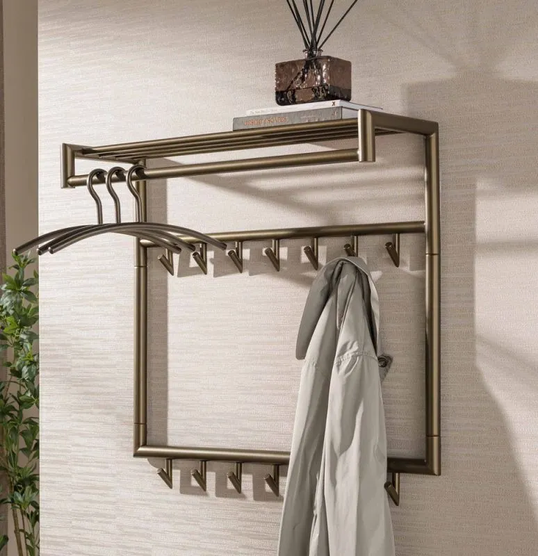 Wandgarderobe Torino | mit 2x7 Haken | Stahl | drift braun