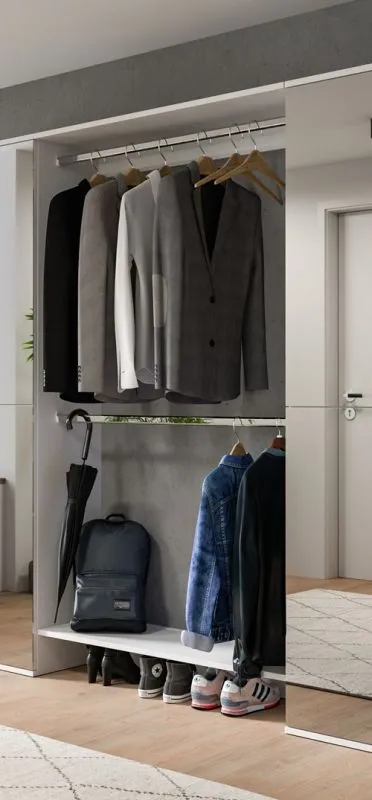 Wandgarderobe, Zwischenbauelement mit Kleiderstange Projekt X | weiß