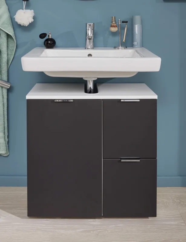 Waschbeckenunterschrank Concept One | weiß / Graphit grau