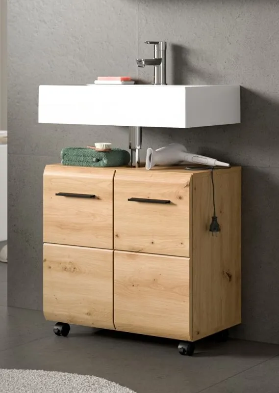 Waschbeckenunterschrank Ice | auf Rollen | Artisan Oak