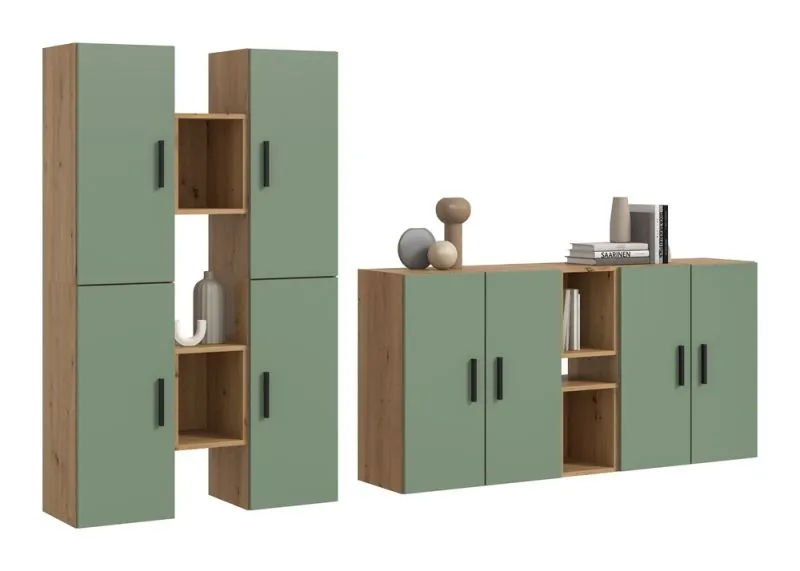 Wohnkombination The One | 12-teilig | Artisan Oak / Smoke Green