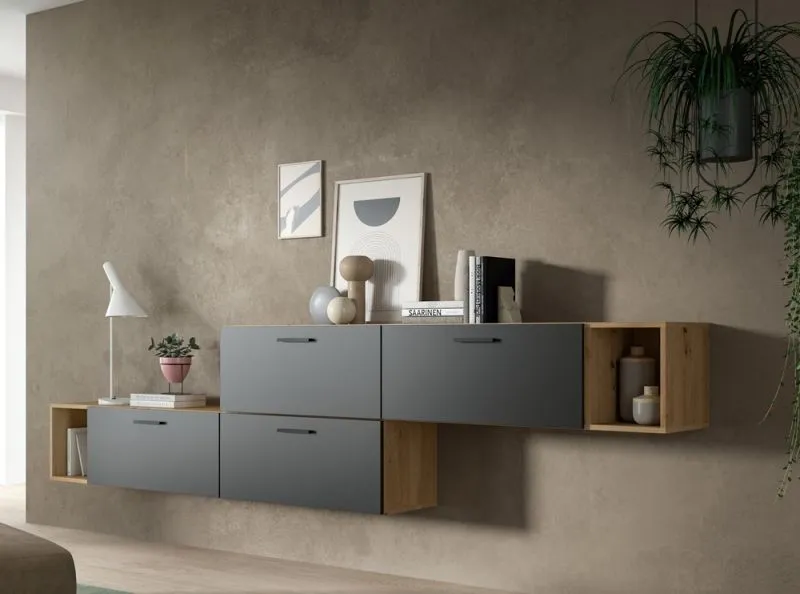 Wohnkombination The One 2 | 6-teilig | Artisan Eiche / Basalt grau Komplettset