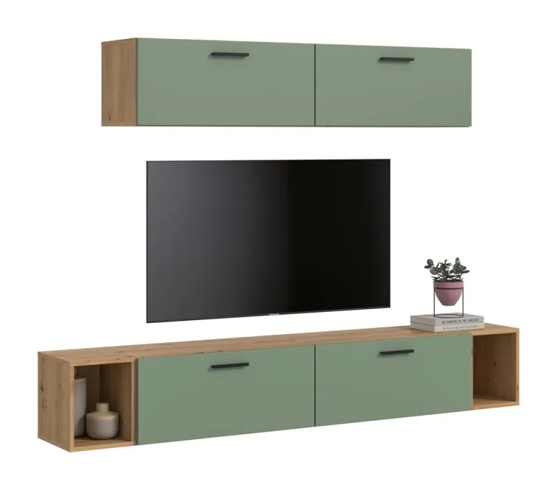 Wohnkombination The One 4 | 6-teilig | Artisan Oak / Smoke Green